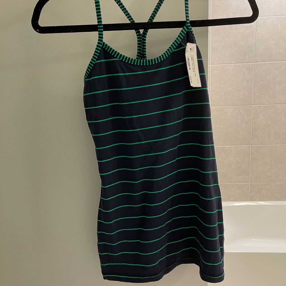 Lululemon Black and Green Striped Tank Top